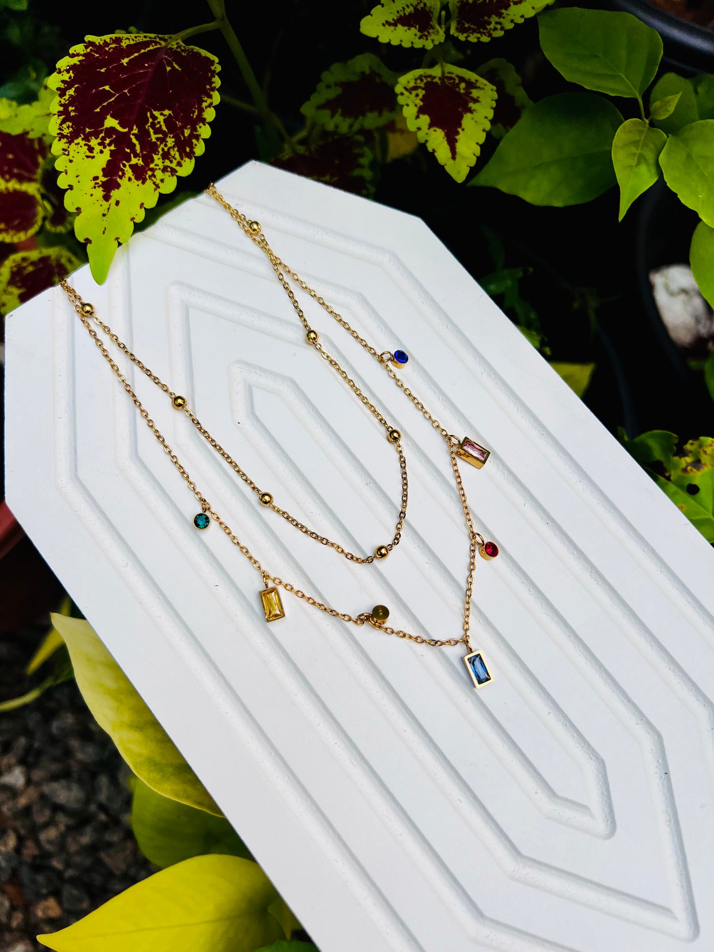 Multi charm double layer necklace