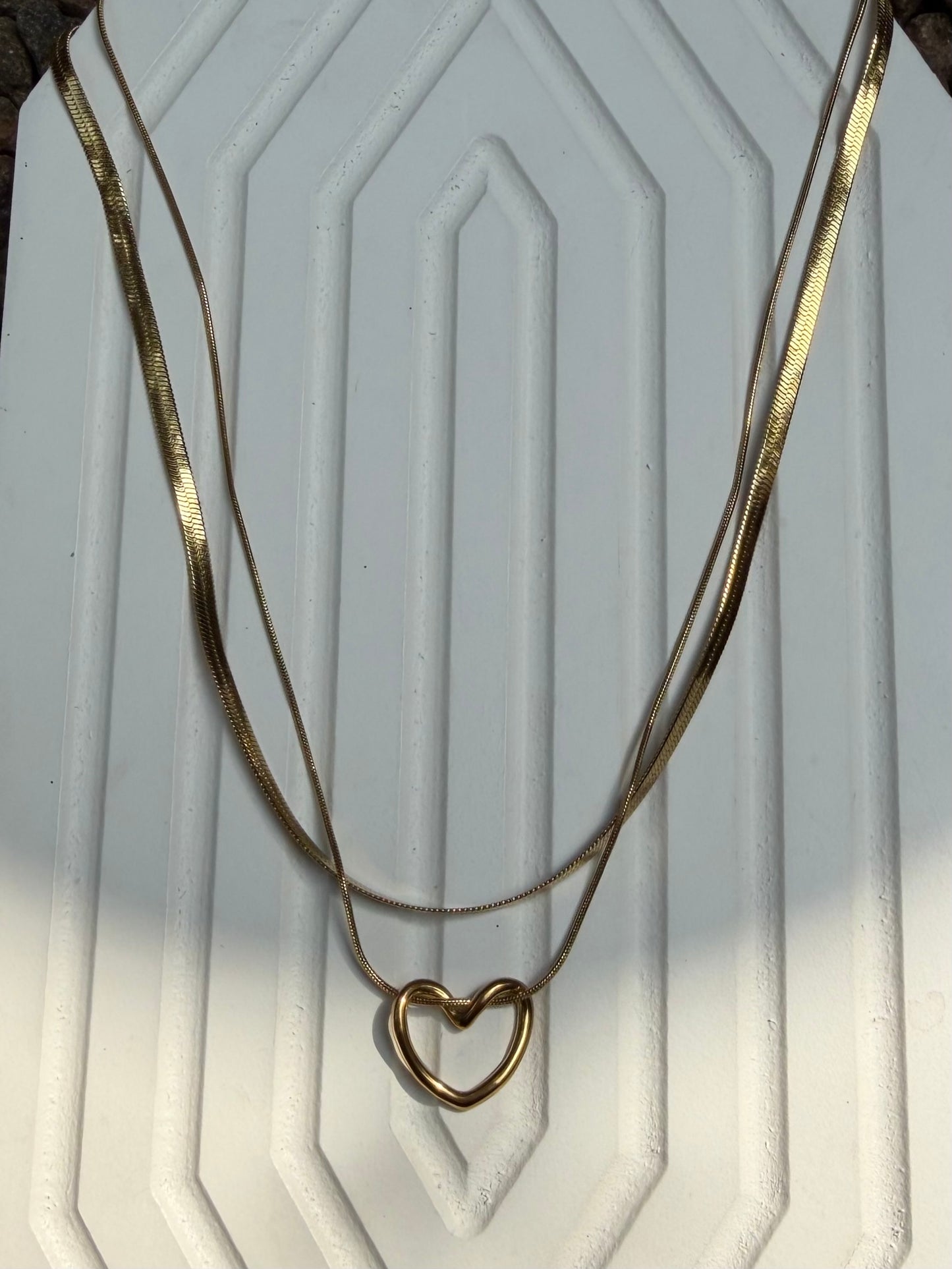 Double layer snake chain with love
