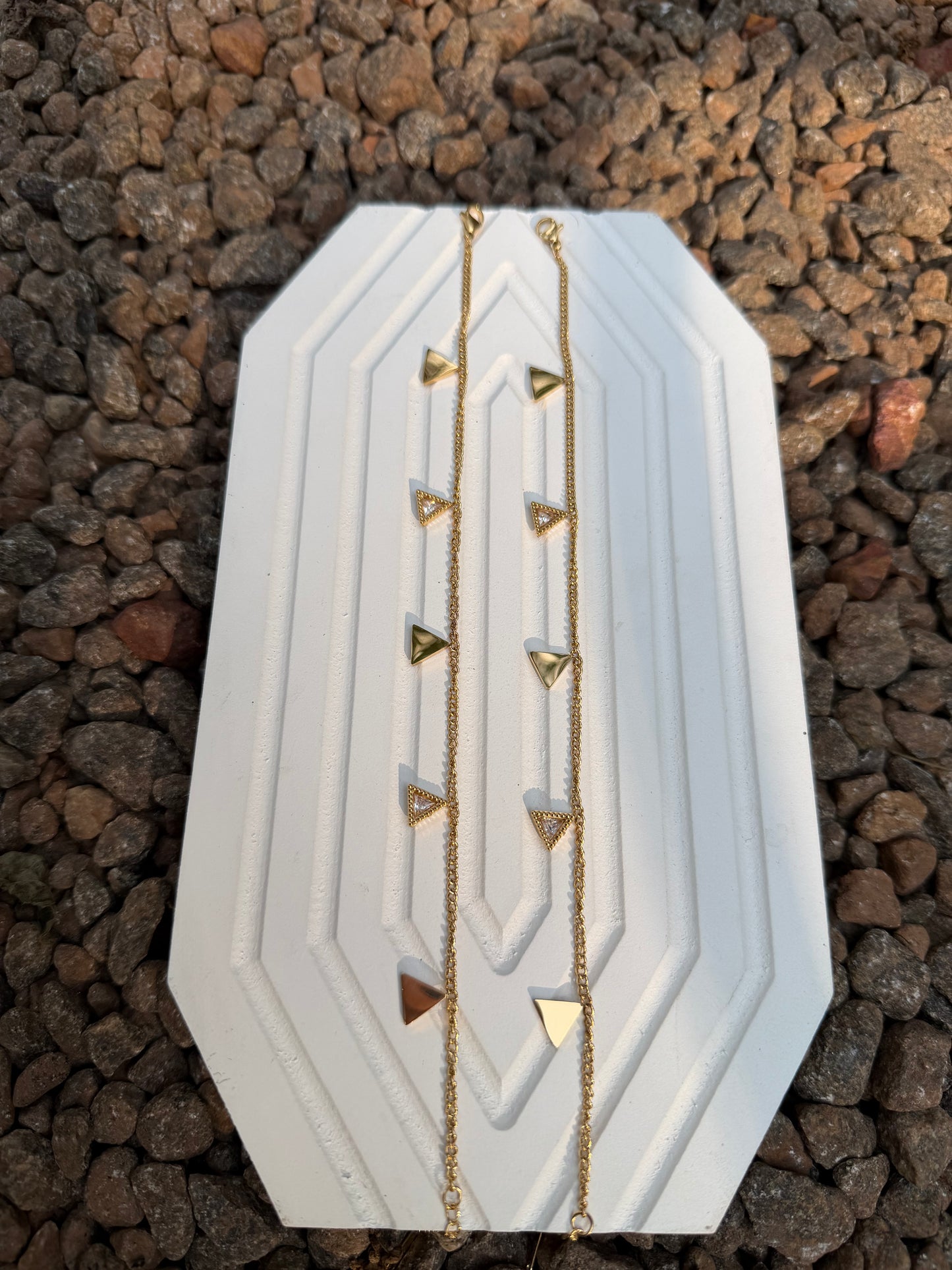 Triangle hanging anklets