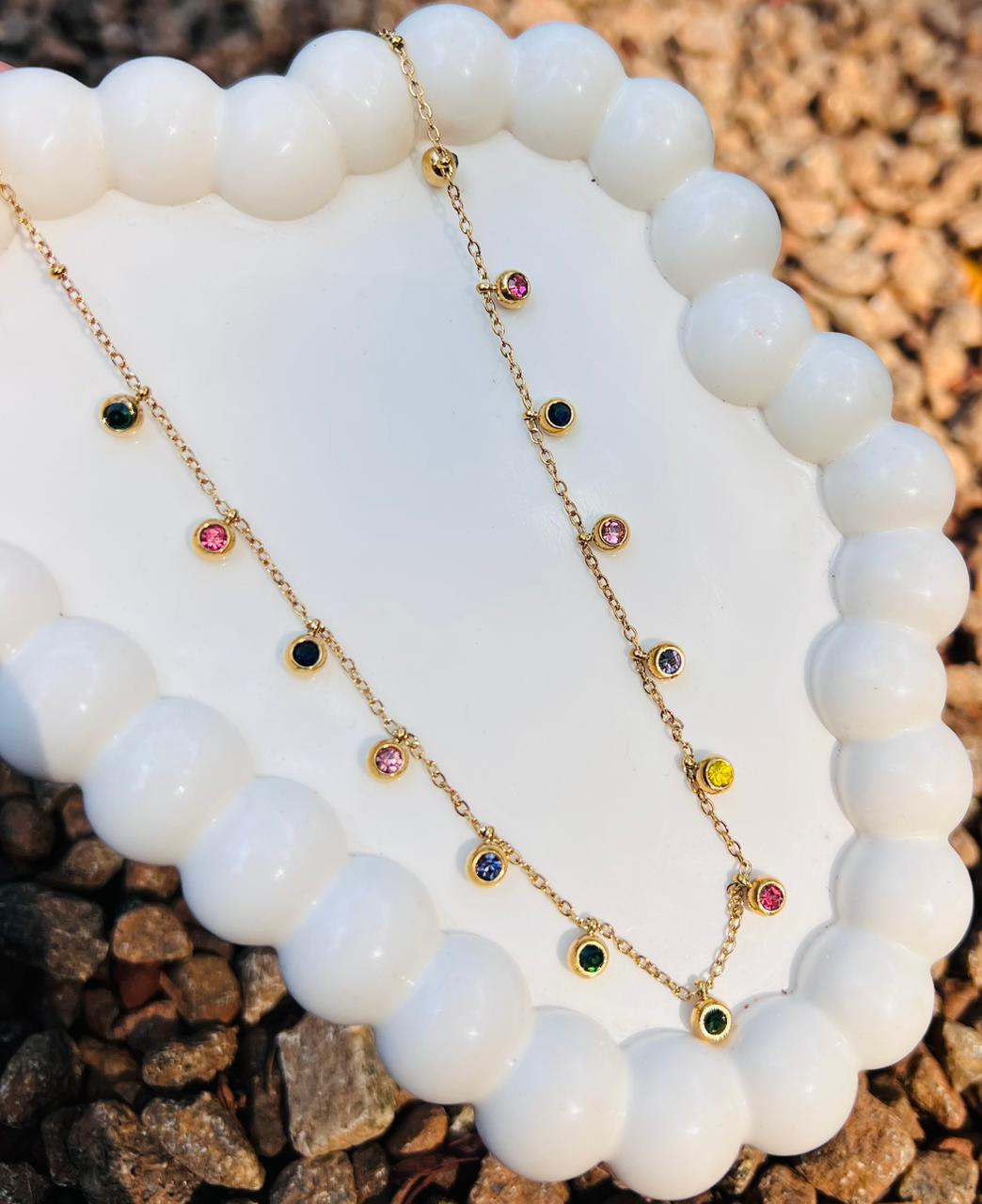 Multi colour stone Charm necklace