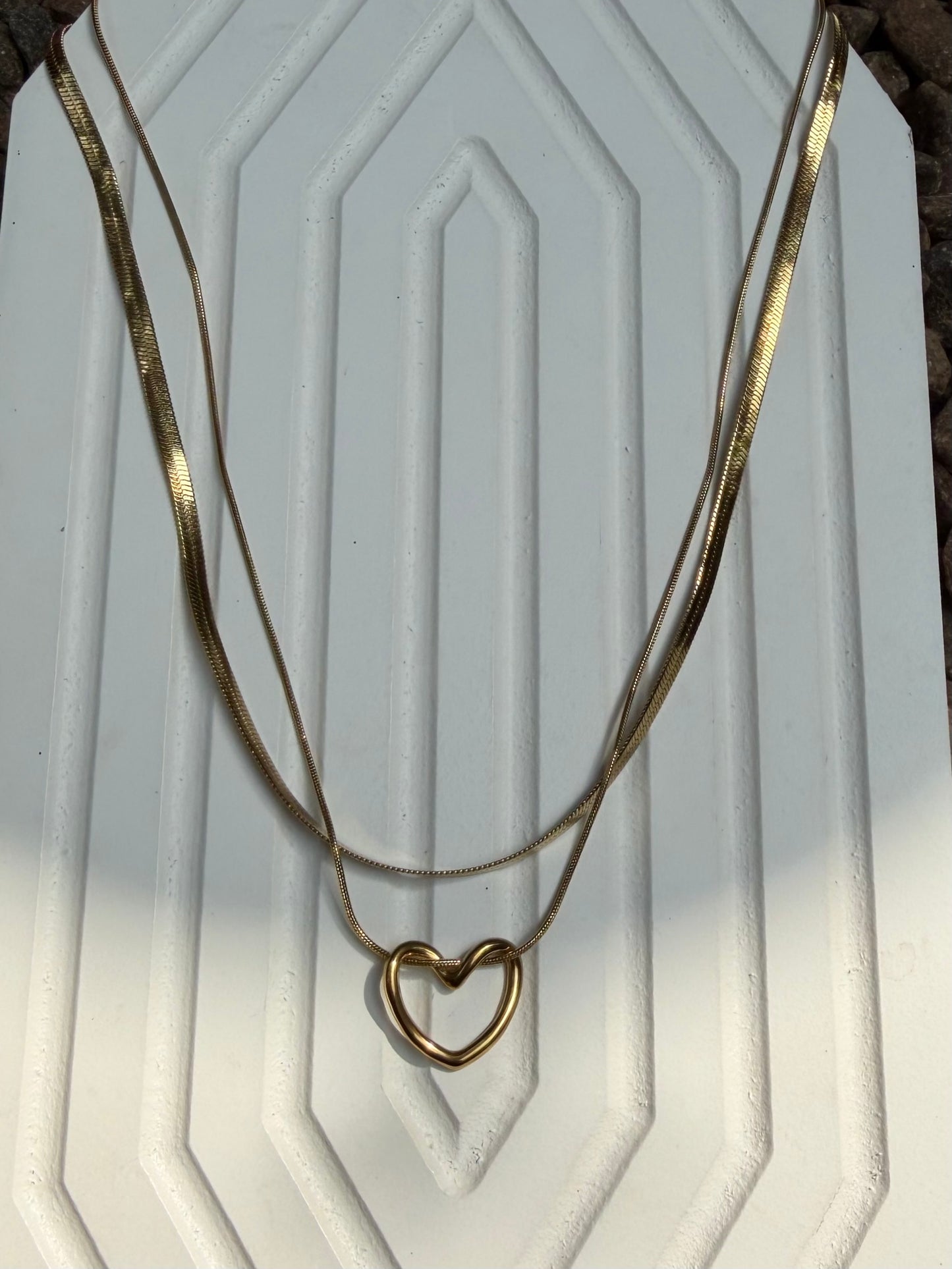 Double layer snake chain with love