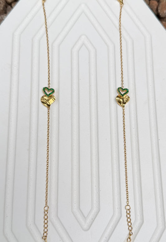 Green stone heart bracelet