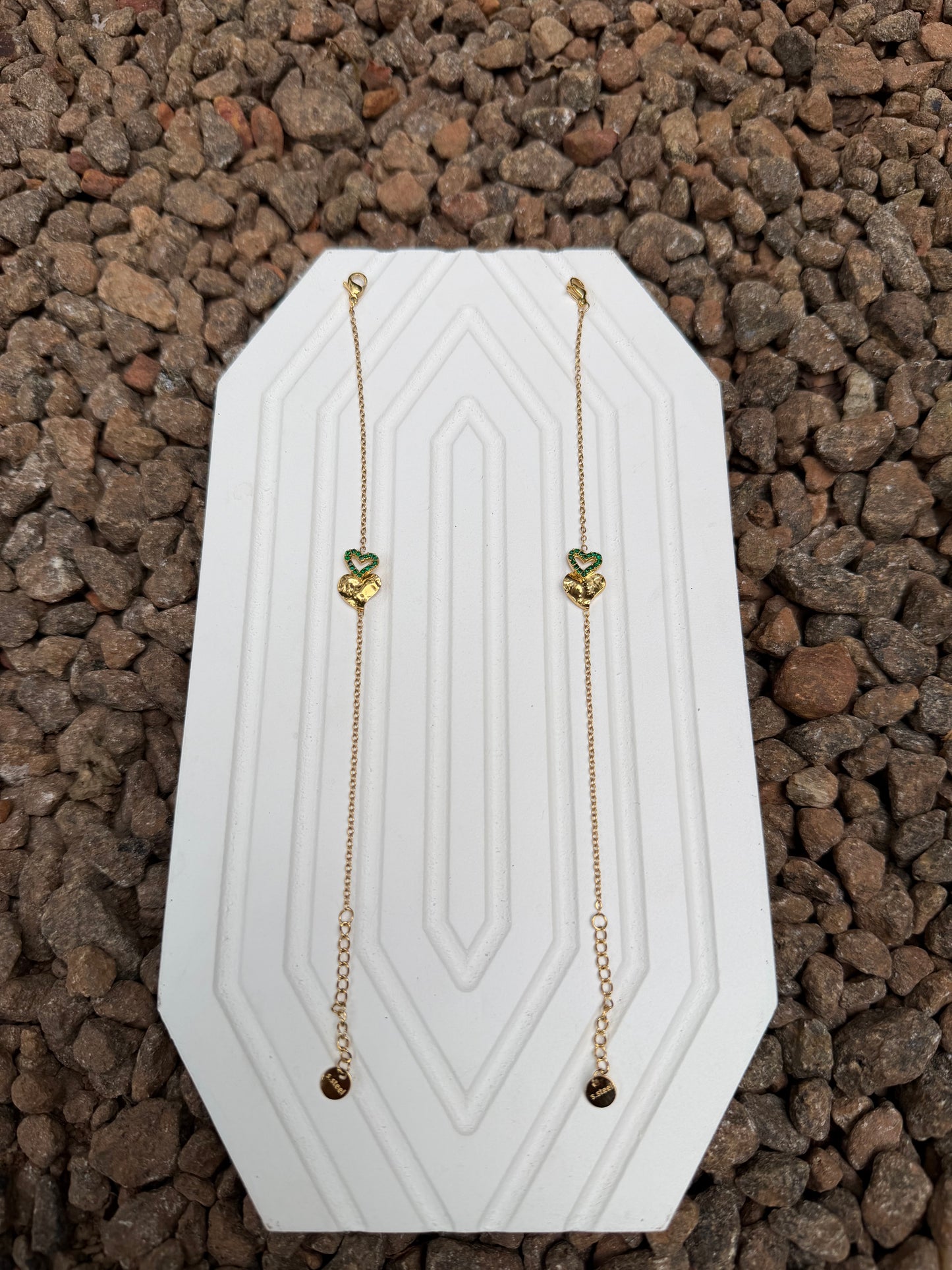 Green stone heart bracelet