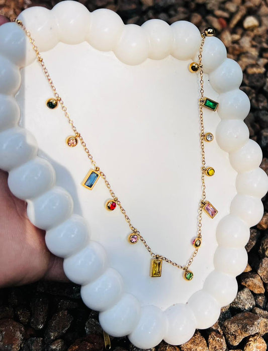 Multi colour stone Charm necklace